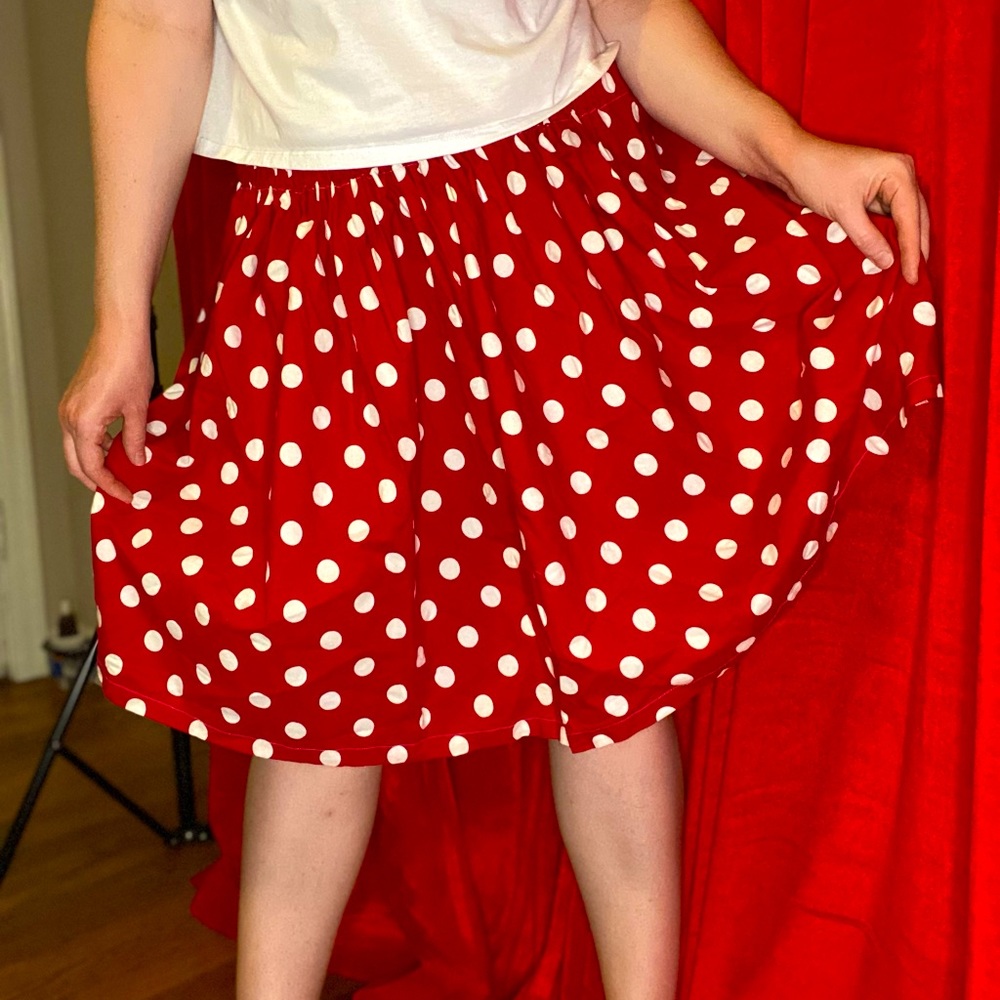 🔴Handmade red and white polka dot skirt🔴